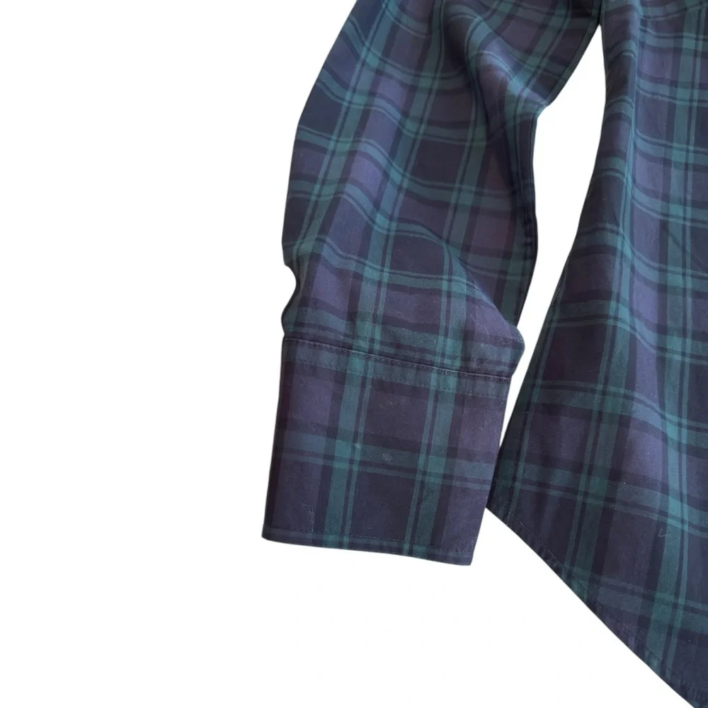J. Crew Club Collar Perfect Shirt in Black Watch Plaid
